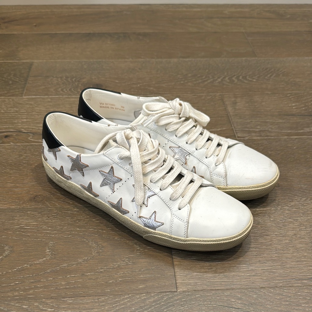 White Sneakers With Black Stars